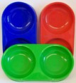 Dog/Cat Twin Feeding Bowl - Red Blue Or Green Colours